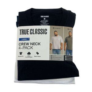 True Classic Men's T-Shirts | 4 Pack | Combed Cotton Blend | Size Large **NEW